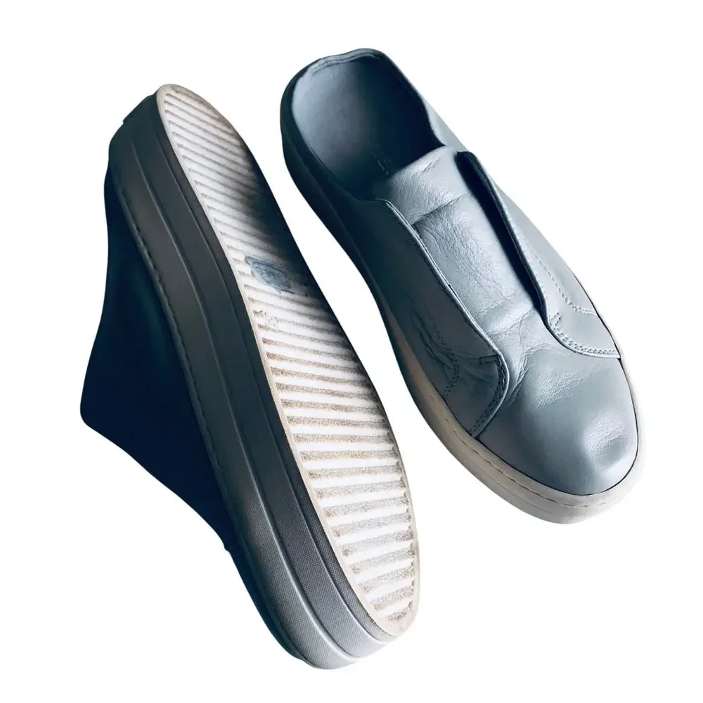 J Slides 'Alara' Women's  8 Slip On Sneaker Mule Gray Leather Clog Slide